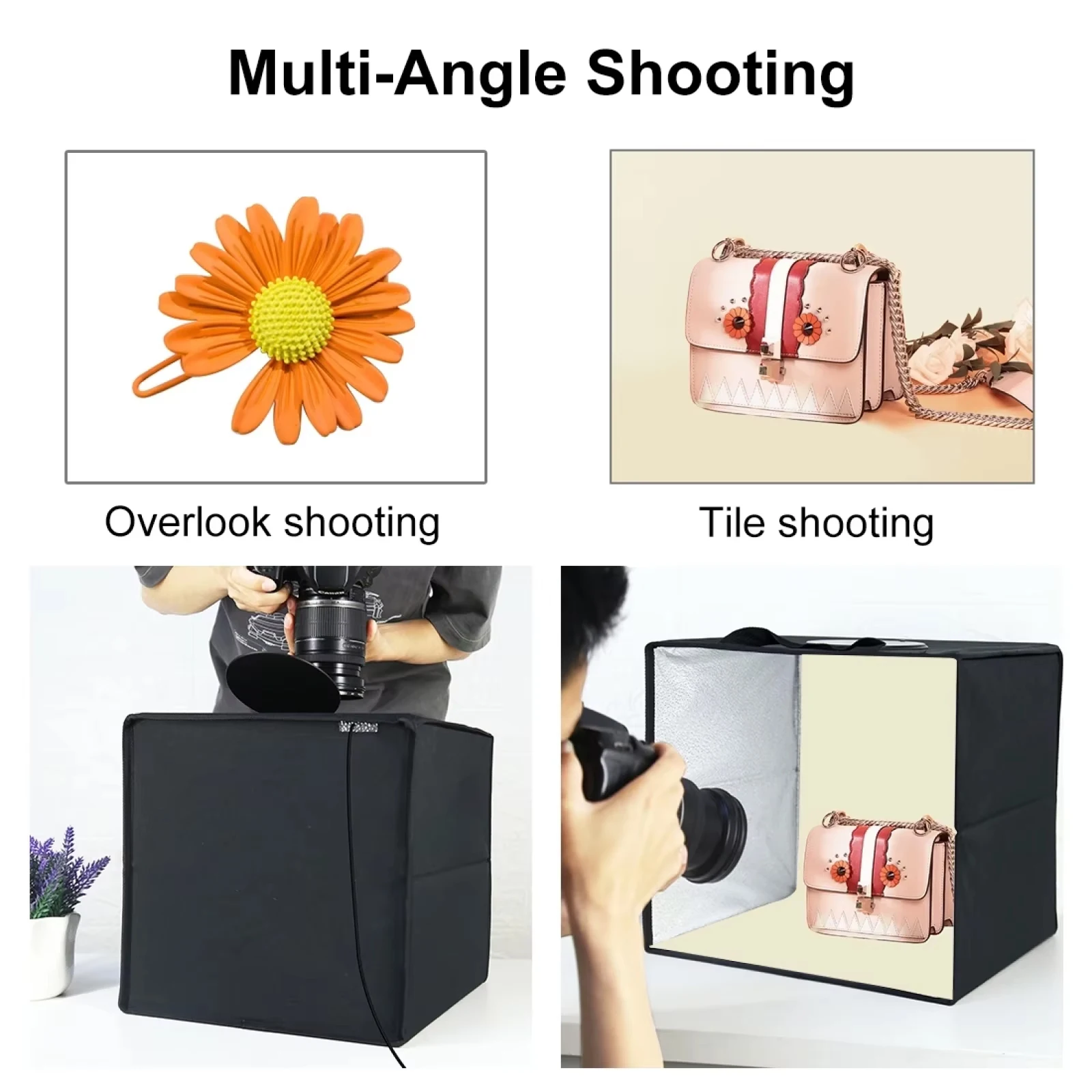 30cm/15.8'' Photo Studio Light Box,Foldable Photography Lightbox Kits 6 Colors Backdrop,Dimmable LED Softbox For Photo Studio