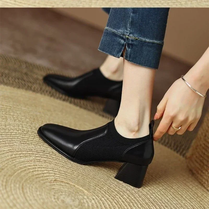 2023 New Women Pumps Shoes Genuine Leather Office Lady High-Quality Elegant Shoes Lagre Size Comfortable Heels Shoes for Women