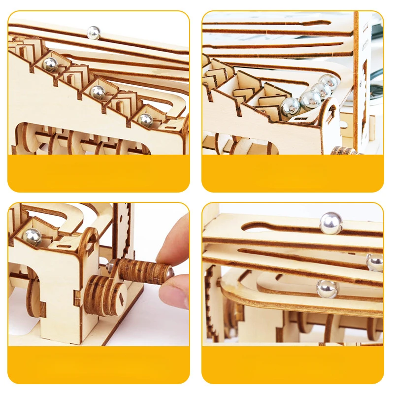 Wood DIY Crafts Kit Spiral Marble Run 3D Wooden Jigsaw Puzzle Package for Teens Friend DIY Model Building Gift Home Decorator