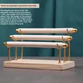 Solid wood golden three-layer ring rack beige