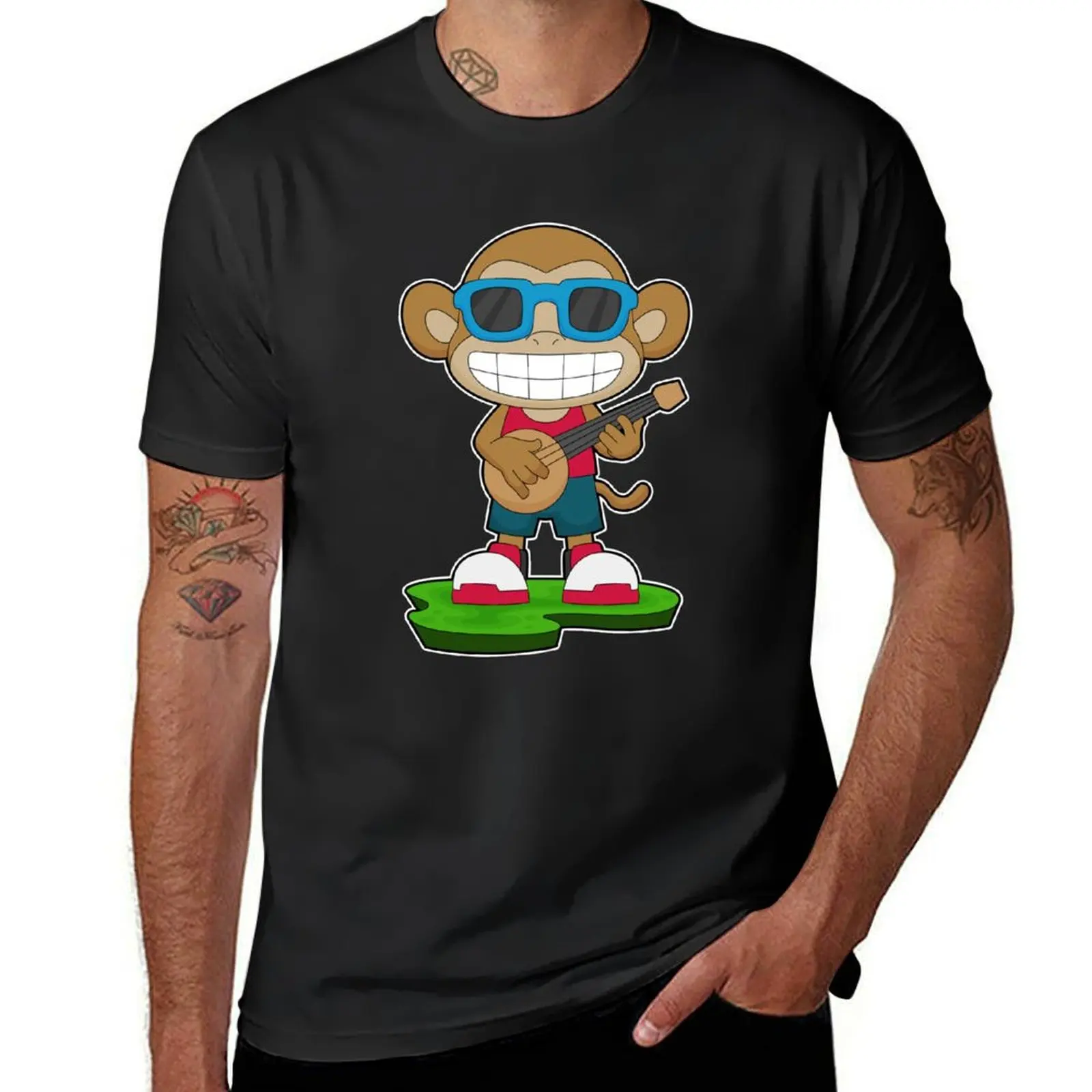 

Monkey Musician Guitar Music T-shirt blacks sublime customs korean fashion mens t shirts