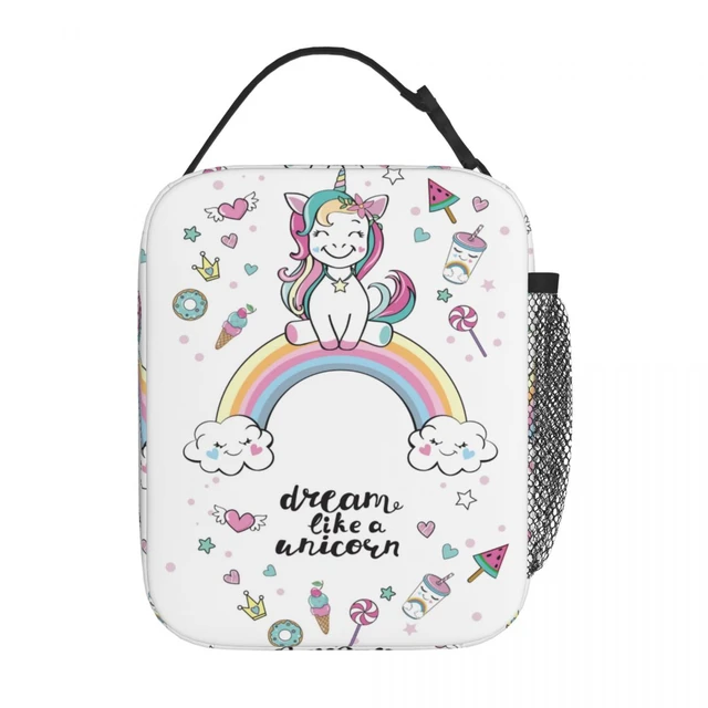 Cute Unicorn On Rainbow Merch School Insulated Lunch Boxes for Girl Kawaii  Unicorns Food Box Portable Thermal Cooler Lunch Bag - AliExpress