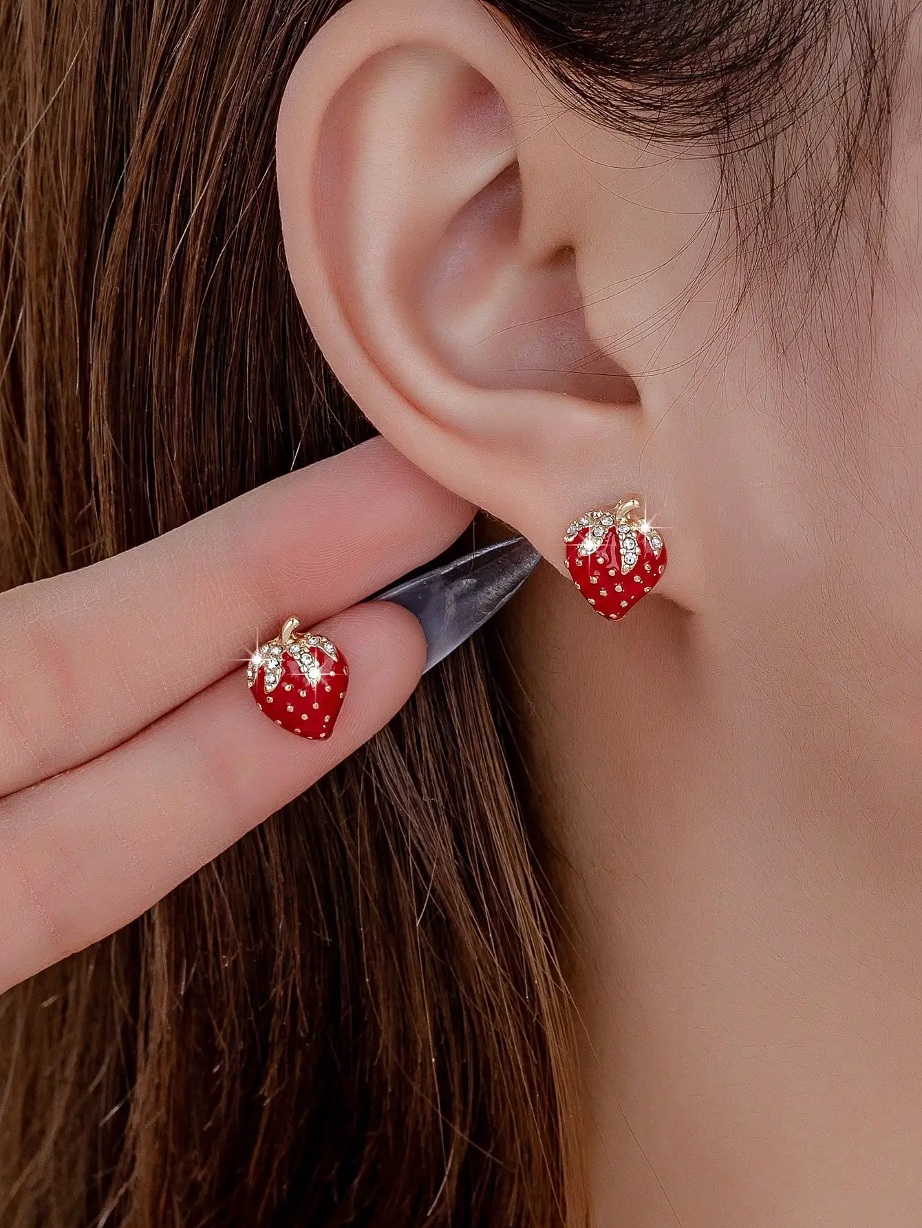 Pendientes de Fresa en Miniatura
