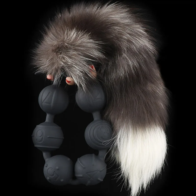 Coda di volpe staccabile, plug anale con perline, dildo lungo, giocattoli sessuali per donne, uomini e coppie_voghion.com