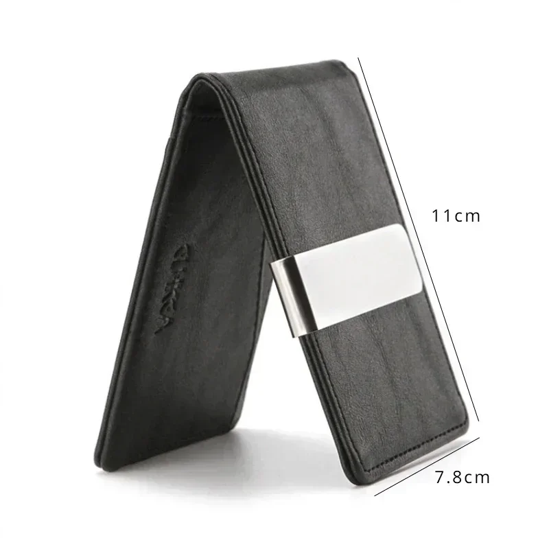 Fashion Men Leather Money Clips Wallet Multifunctional Thin Man Card Purses Women Metal Clamp Money Cash Holder synthetic leather wallet metal money clip
