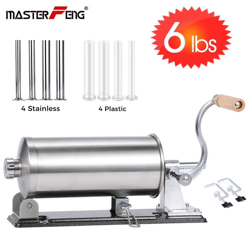 MASTER FENG 6LBS Horizontal Sausage Stuffer with 8 Filling Nozzles