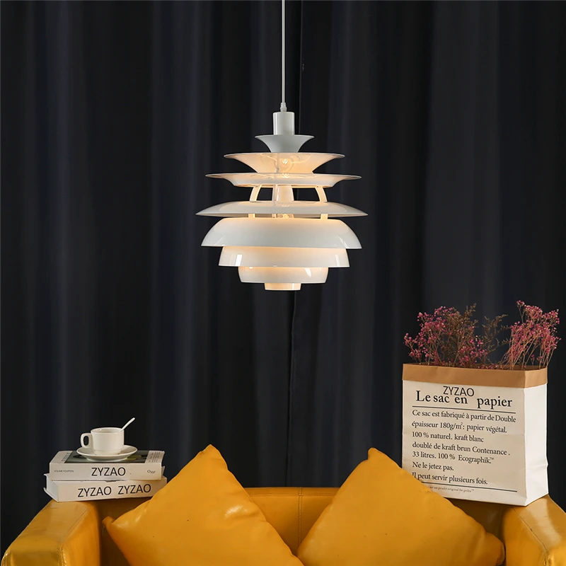 Postmodern Aluminum Pendant Lights Nordic Designer Hanglamp for Living Room Decor Light Fixtures Snowball Mounted Chandelier E27 2