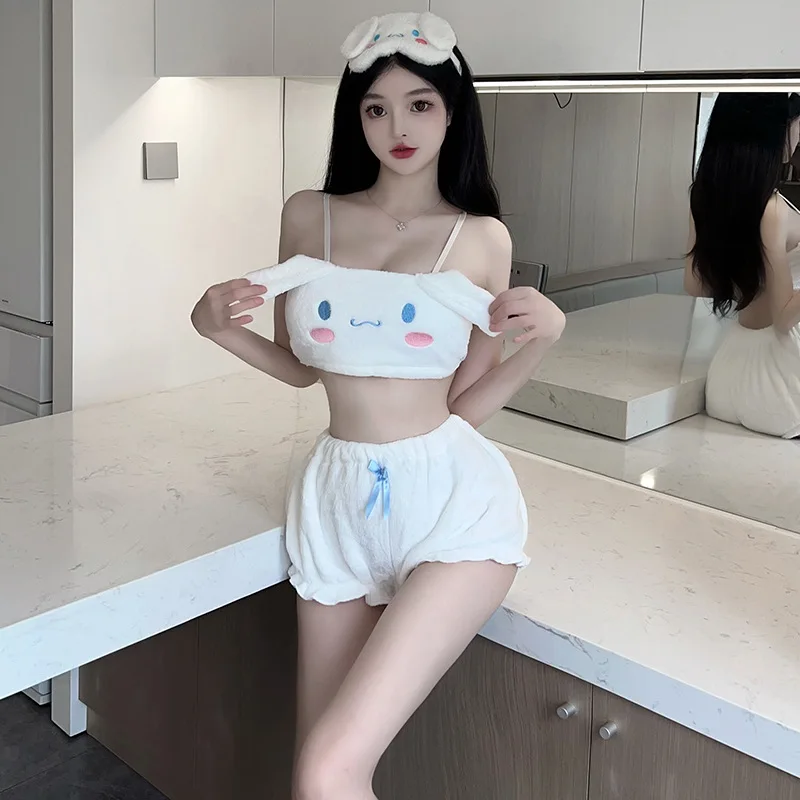 

New Cinnamoroll Kuromi Sanrio Kawaii Anime Sexy Sweet Underwear Hot Passion Set Cute Cartoon Plush Suspenders Suit Girly Heart