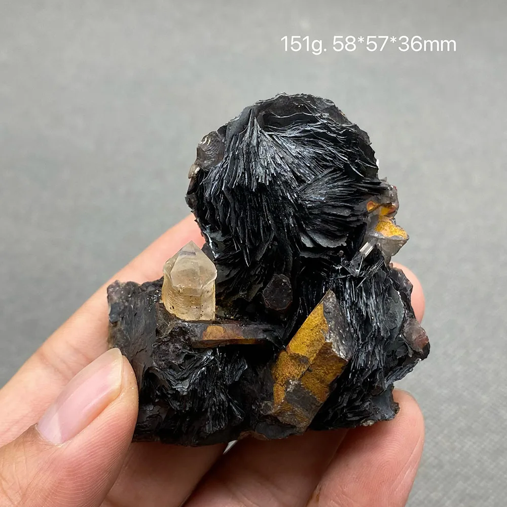 100% Natural Specular hematite and crystal symbiosis mineral specimen crystal stones and crystals quartz healing crystal