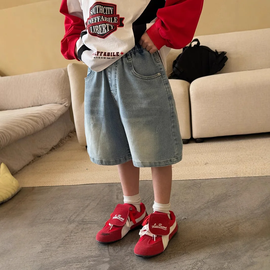 Children Clothes Boys Denim Shorts Summer New Korean Style Loose Casual All Matching Kids Simple Casual Denim Shorts