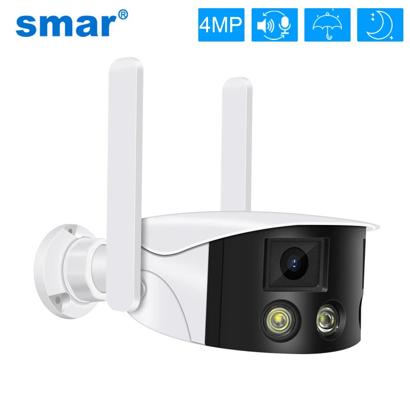 Smar 180°4MP Ultra Wide View Angle Panoramic WIFI Dual Lens Fixed IP Camera AI Human Detection Security Outdoor Camera ICsee