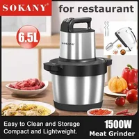 Robot culinaire 6,5 l hachoir à viande électrique en acier inoxydable trancheuse de légumes hachoir broyeur mélangeurs de cuisine appareil ménager 1