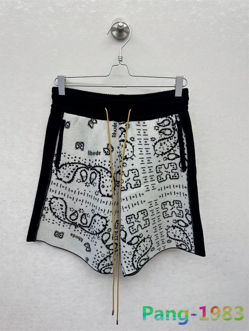 

2023 White Cashew Flower Drawstring Rhude Wool Shorts