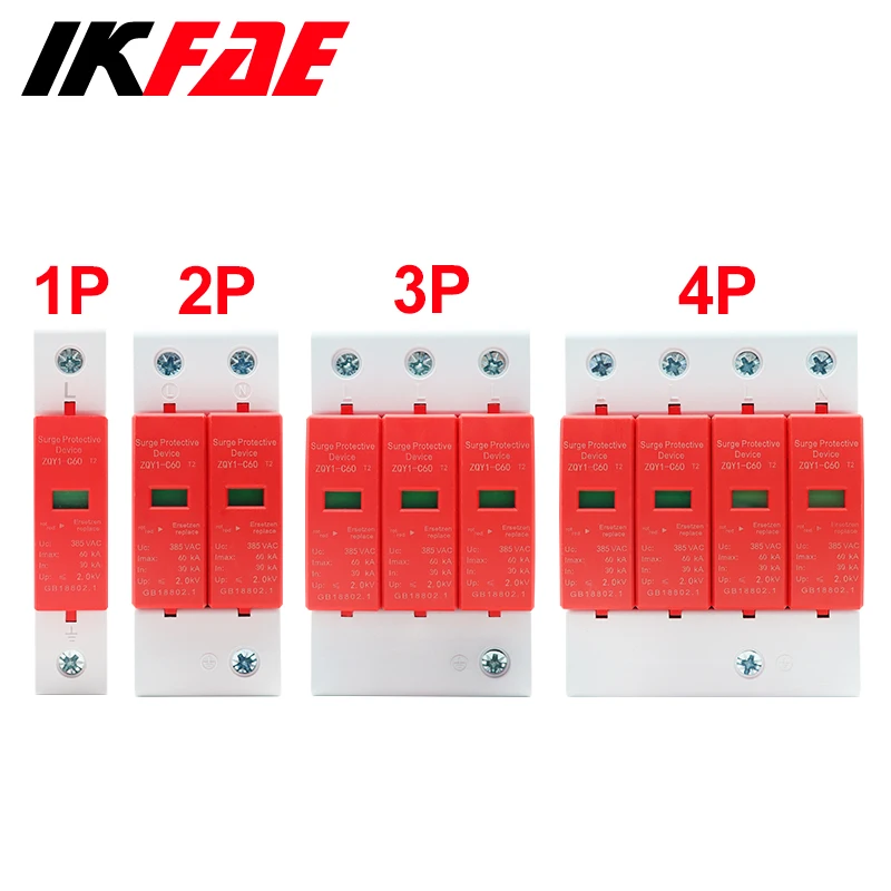 Surge Protector IKFAE AC SPD 1P-4P 30KA-60K AC 385V House Lightning Protection