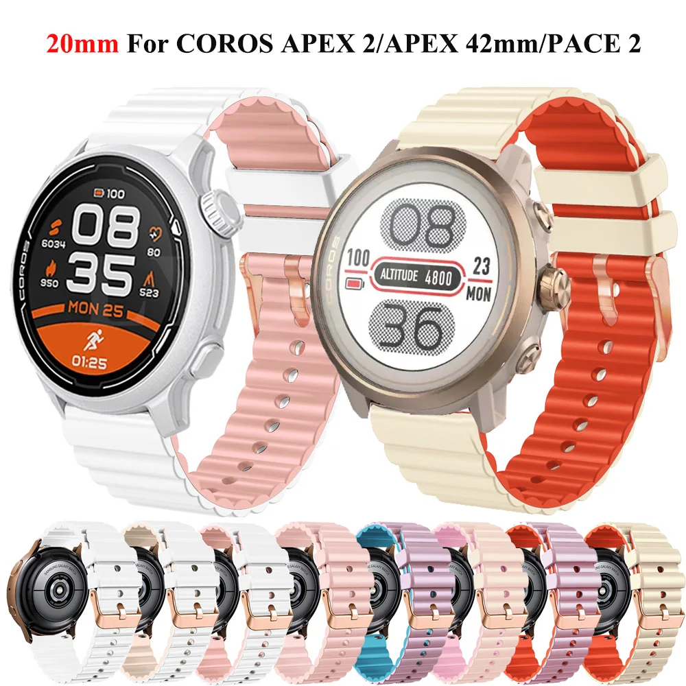 Cinturino Correa Di Ricambio In Silicone Da 20Mm Per Cinturino Coros Apex 2/42Mm Cinturino Coros Pace 2 Pace2 Per Bracciale Fitness Suunto3