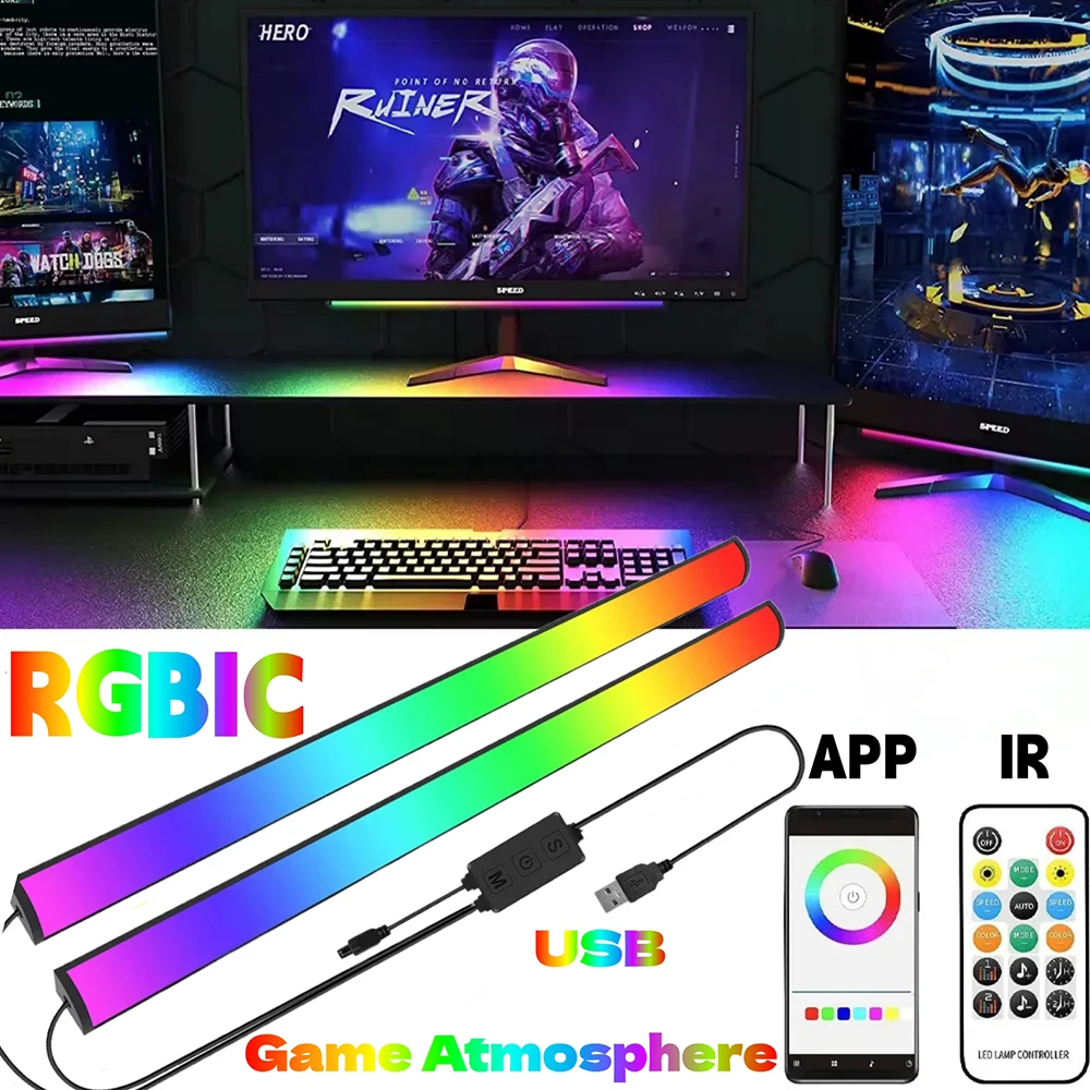 5V USB RGB LED Light Bar 1 2 PCS Lamp Bluetooth App Control Music Sync 20key Remote with Timer for Home Party Lighting 2