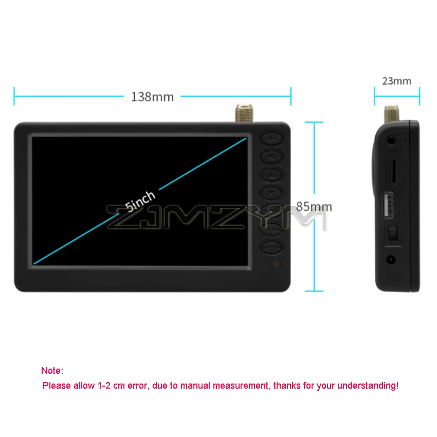 5-inch Portable Tv With Usb/tf Support - Dvb-t2/atsc/isdb-t Digital & Analog