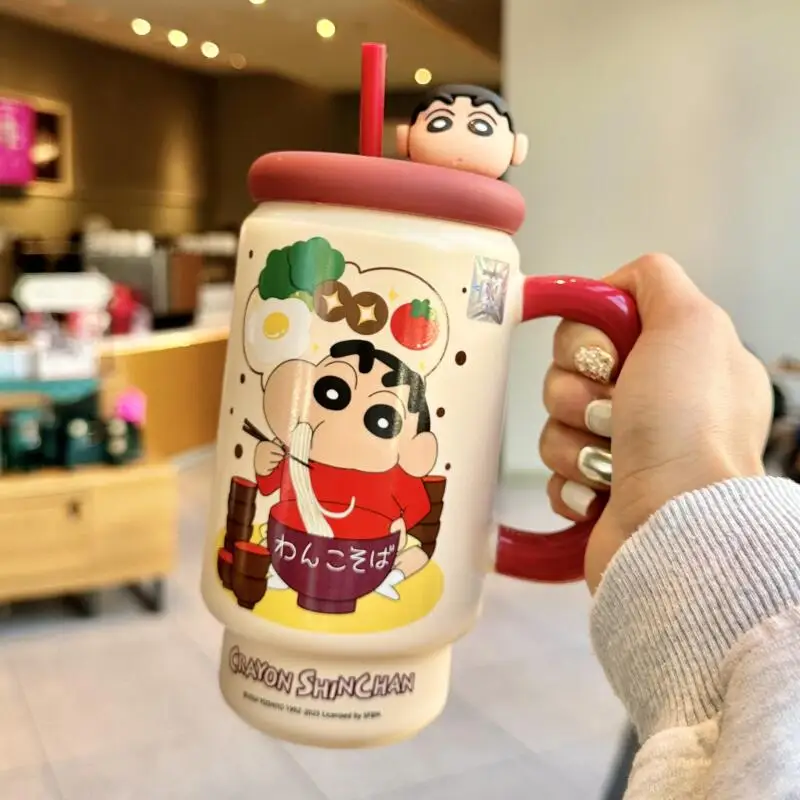 Tazza in Ceramica di Crayon Shin Chan con Coperchio e Cannuccia - immagine 4