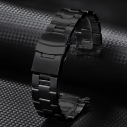 Premium Solid Stainless Steel Watch Strap - 22mm (Black)