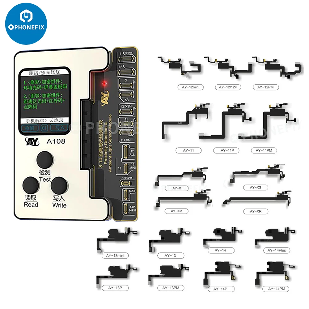 AY A108 True Tone Face ID Battery Programmer for iPhone X - 14ProMax Battery Original Color Repair Dot Matrix Repair Flex Cable