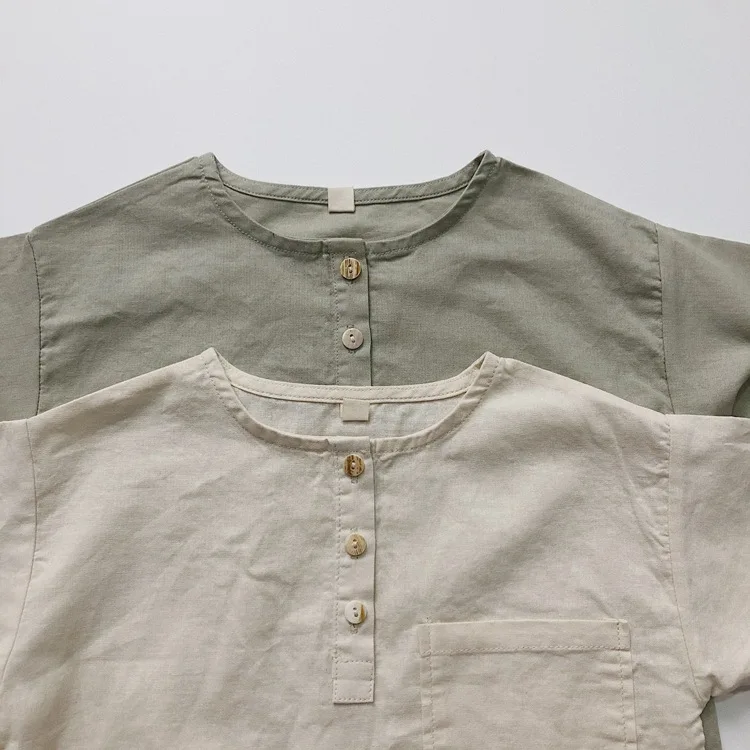 deer jonmi Korean Style Summer Baby Boys Cotton Linen Shirts Short Sleeve Kids Tops Toddlers Children Casual Shirt