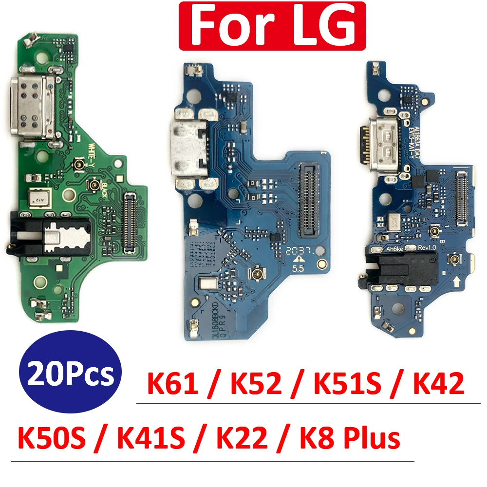 

20Pcs，USB Charge Port Plug Socke Jack Dock Connector Charging Board Flex For LG K8 Plus K22 K41S K42 K50S K51S K52 K61 K62 K92