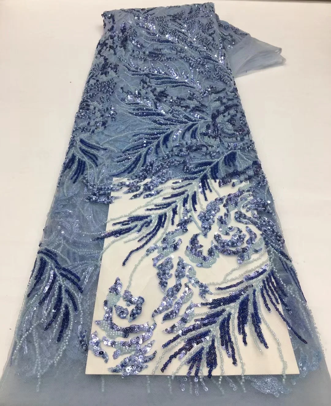 

Luxury Sequin African Lace Fabric 2023 High Quality Beads Nigerian Wedding Bridal Embroidery French Tulle Lace Fabric Dress