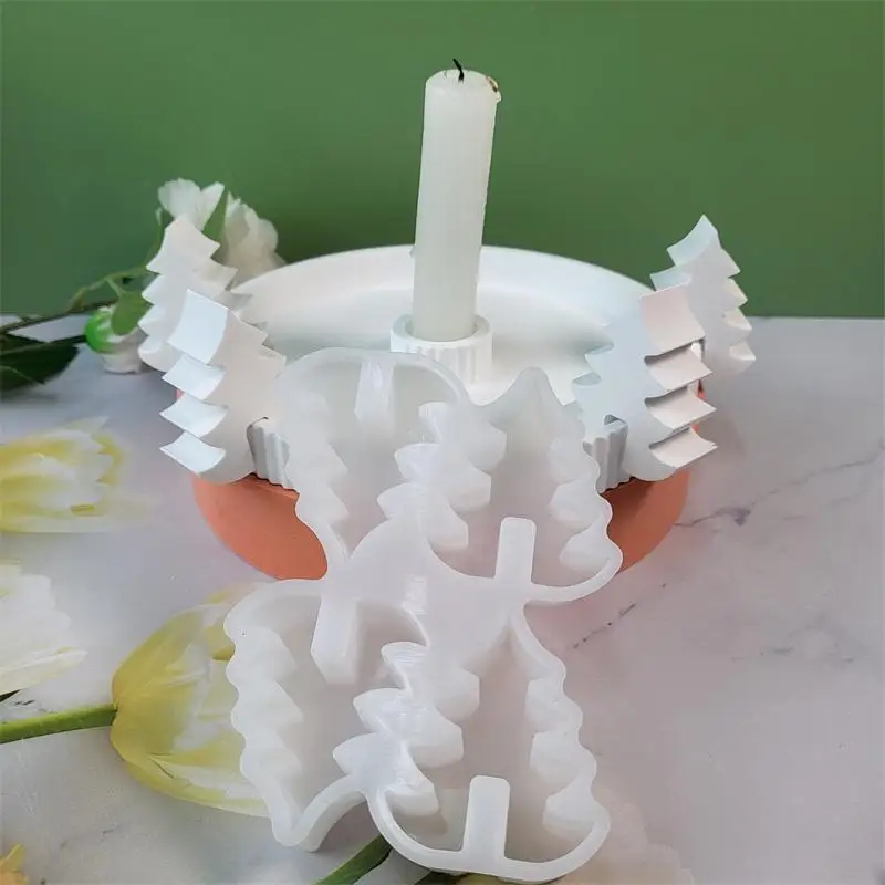 New Christmas Tree Handmade Creative Candlestick Silicone Mold DIY Aromath Candle Molds Plaster Resin Candle Holder Making Tools