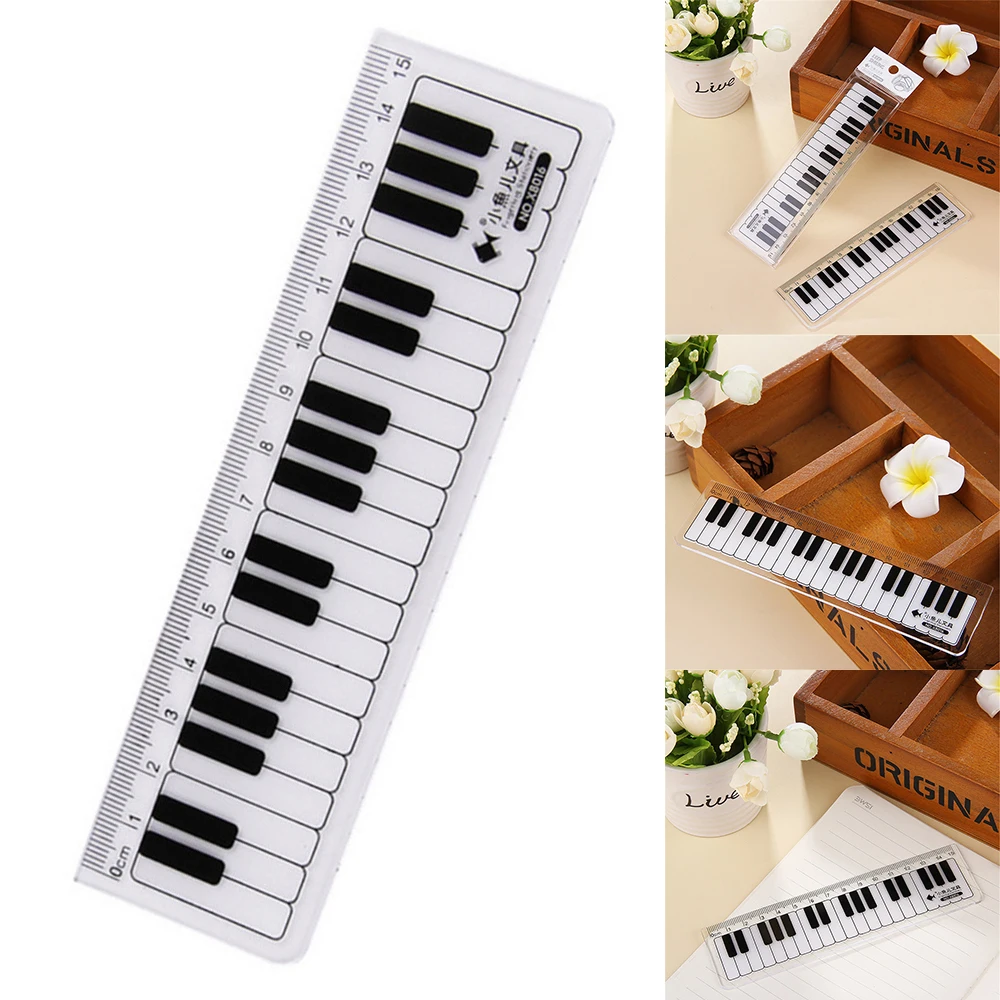Ruler Set Drawing Ruler Straight Ruler 1 Pcs 15cm Musical Notes Piano Transparent Straight Rulers Drawing Measuring Ruler Papeleria De Estudiante