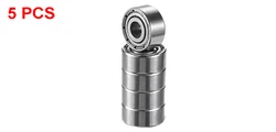 Enhanced Silver Tone Double Shielded Deep Groove Ball Bearings - Pack of 5 (Silver)