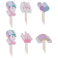 24 Pcs Cake Decorations Toppers Pick Paper Birthday Decorative Hat Child 1