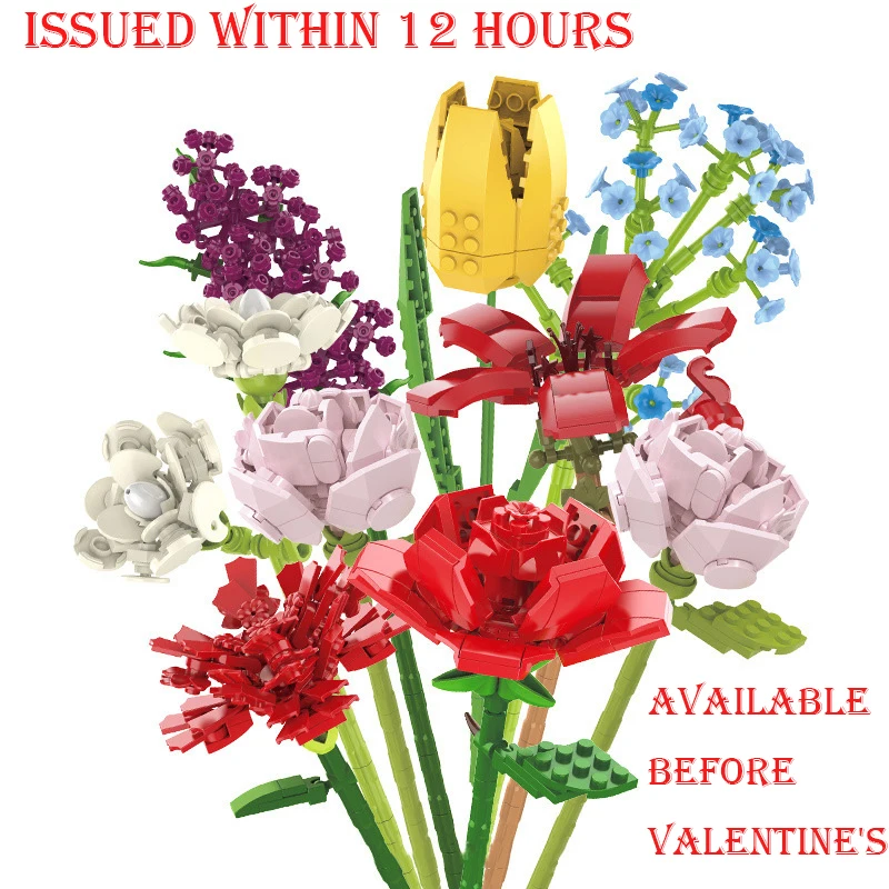 

MOC Flowers Sunflower Building Block Bouquet Small Particles Compatible With Assembled Flower Holiday Gift Children Adult