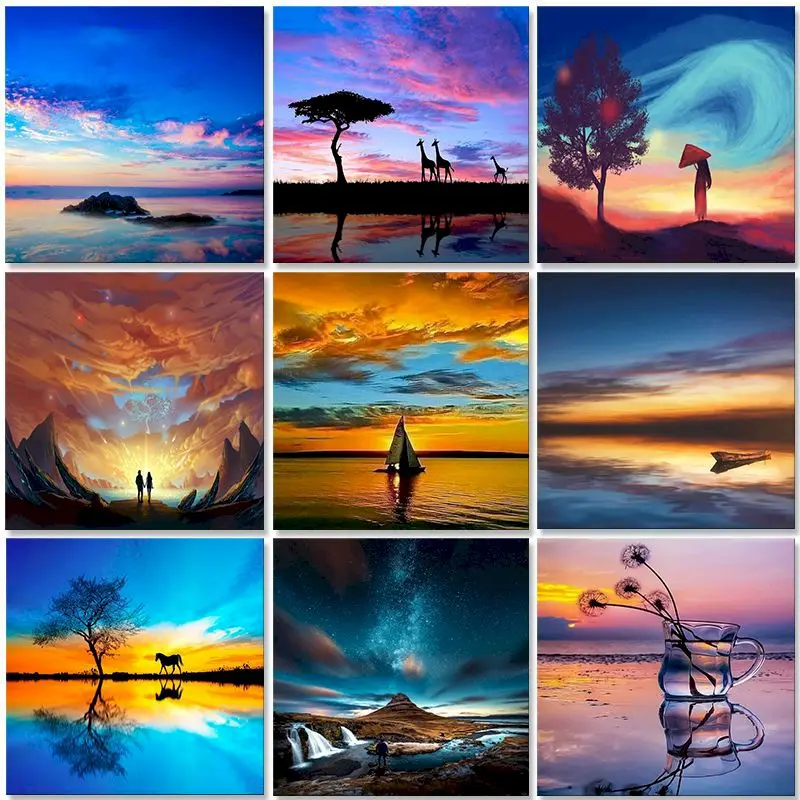 

GATYZTORY Scenery Painting By Numbers For Adults 60x75cm DIY Paint By Numbers On Canvas Seascape Frameless Hand Painting Decor