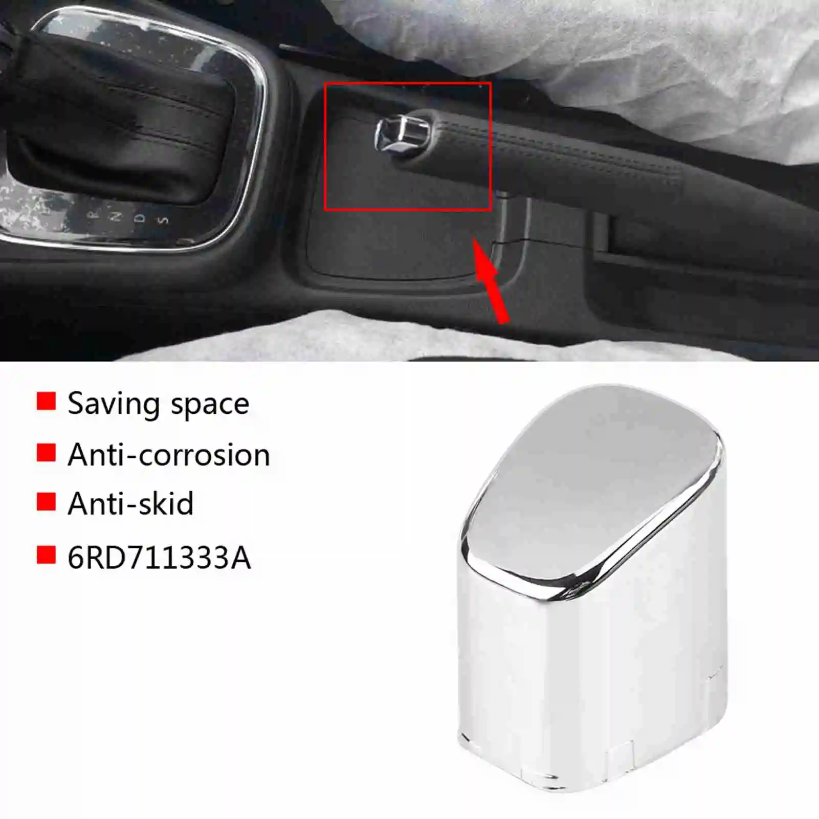 Handbrake Button Cover Car Interior Hand Brake Button Trim Cover ABS Handbrake Lever Parking Button Cap ForVW Polo 2011- 6RD711333A