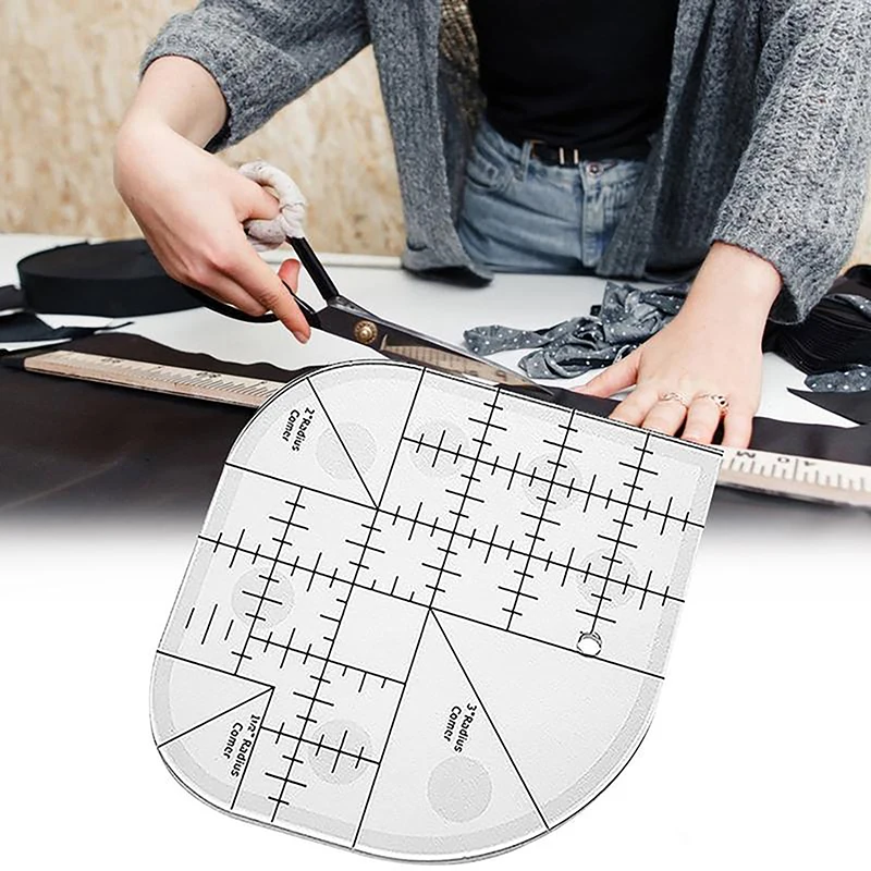 Acrylic Curved Corner Cutter Quilt Ruler Sewing Ruler With Round Edge