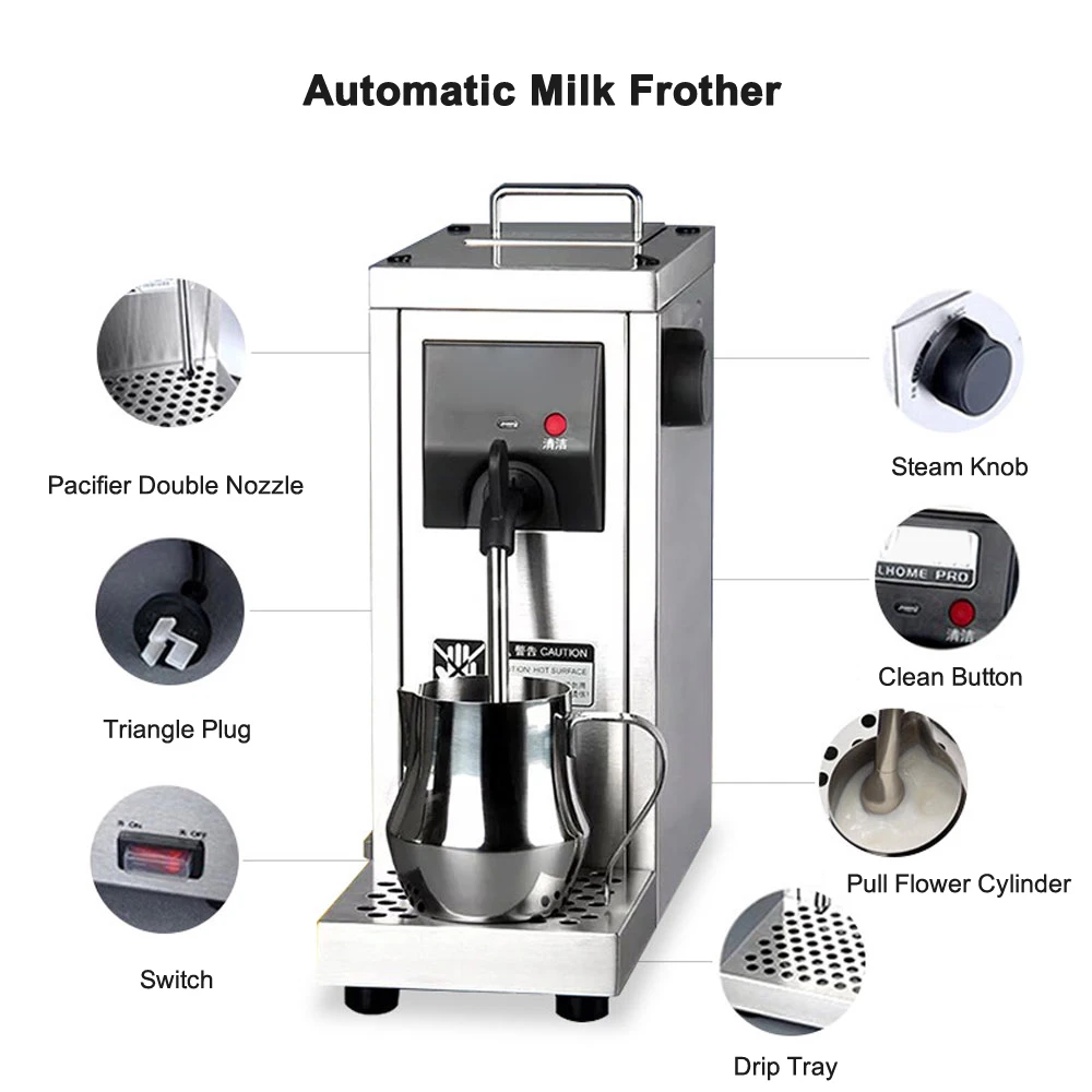 Welhome 220v Professional Milk Steamer Commercial Milk Foaming Machine Milk Steamer With Temperature Setting Milker 3