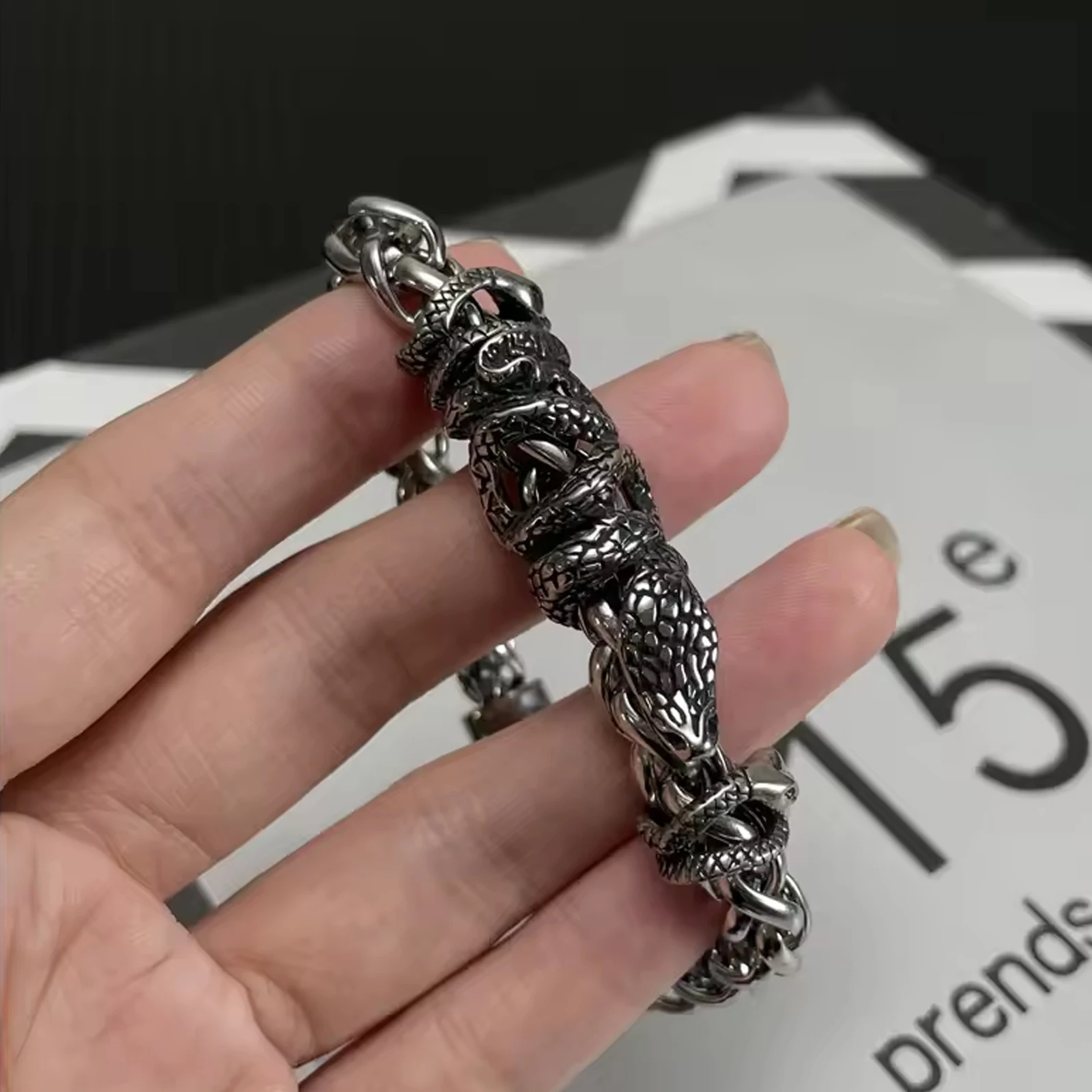 Men's hip hop bracelet, 20cm stainless steel magnetic wrist bracelet, fashionable boys' accessories