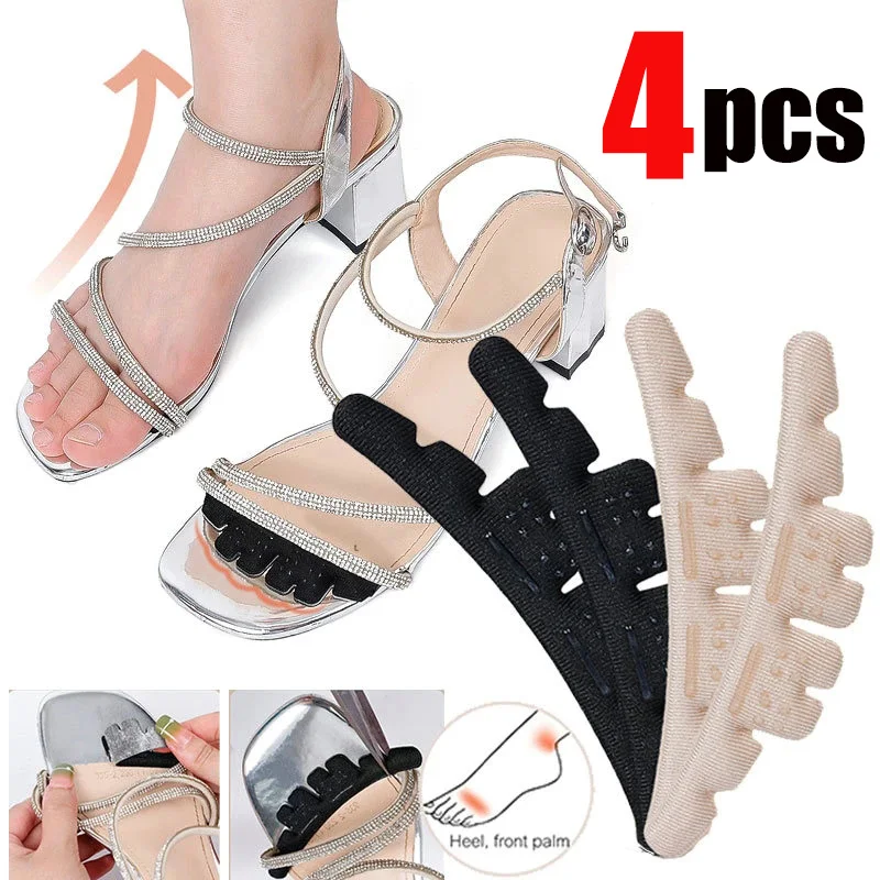4 Pezzi Silicone Avampiede Gel Pads Donna Tacchi Alti Inserti Solette Per Sandali Suola Antiscivolo Scarpe Posteriori Adesivi Piede Tallone Pad