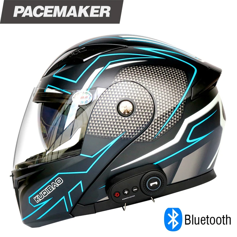 Men's Motorcycle Helmet Full Face Bluetooth Longer Endurance AntiFog