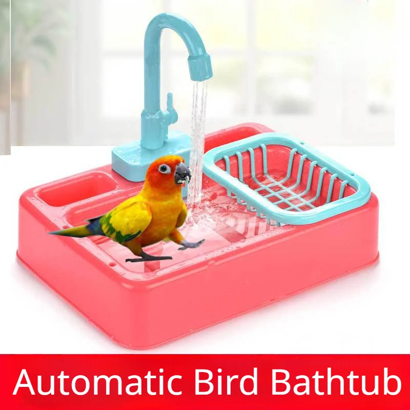 

Parrot Shower Bird Bathtub Swimming Pool Parrot Bath Cage for Calopsita Parakeet Toys Cockatiel Bath Basin Faucet Parrot Corella