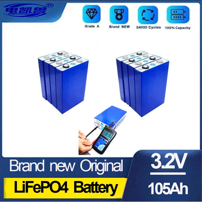 

Brand new Grade A 3.2V 105Ah LiFePO4 battery Lithium iron phospha DIY 12V Motorcycle Electric Car Solar Inverter Boat Batteries