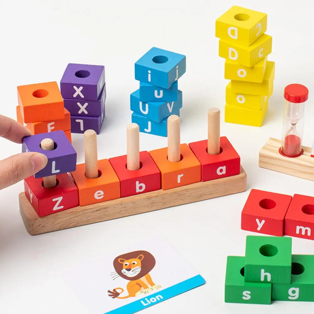 

Wooden English Letters Spelling Words Building Blocks Educational Wooden Letter Blocks Safe Smooth for Early for Children's