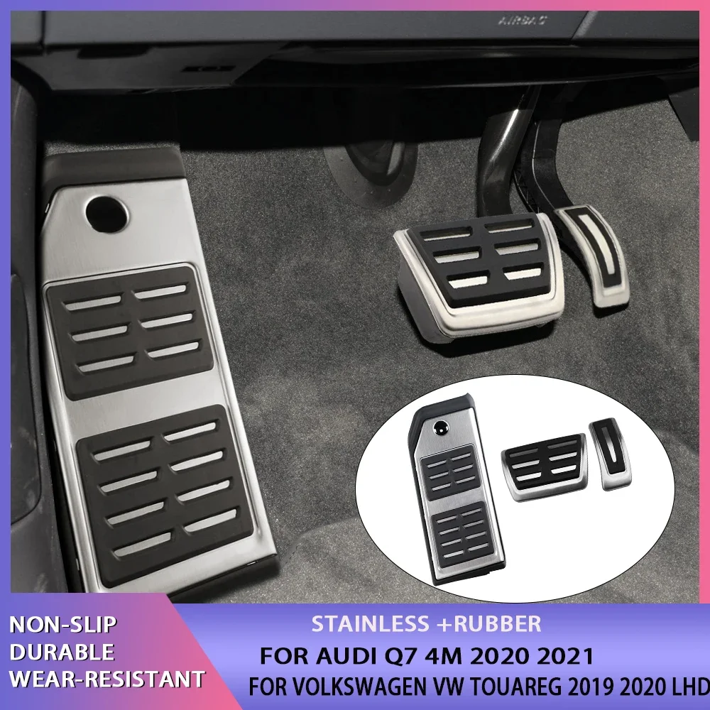 Car Pedal Fuel Accelerator Brake Footrest Pedals Plate for Audi Q7 SQ7 Q8 for VW TOUAREG LHD