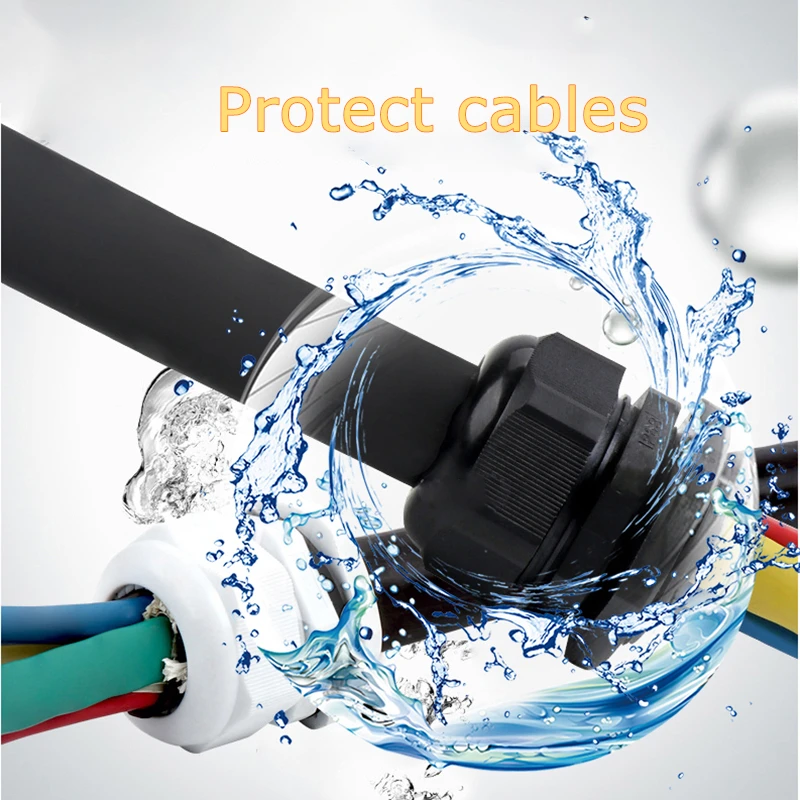 Wall Cable Glands White/Black 12-16mm M25 Plastic Model IP68 Passes Waterproof Wires Connector Good Sealing ping