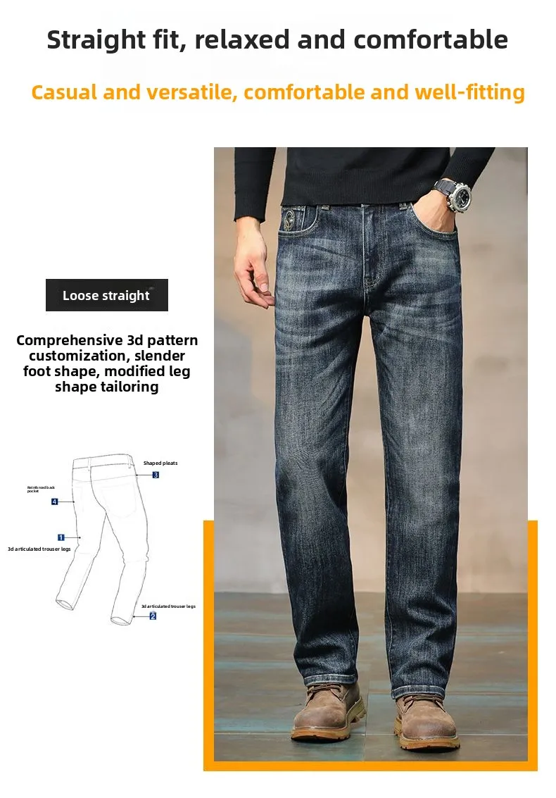 Men’s high‑waist vintage blue stretch Big Bull jeans with straight‑leg fit 005