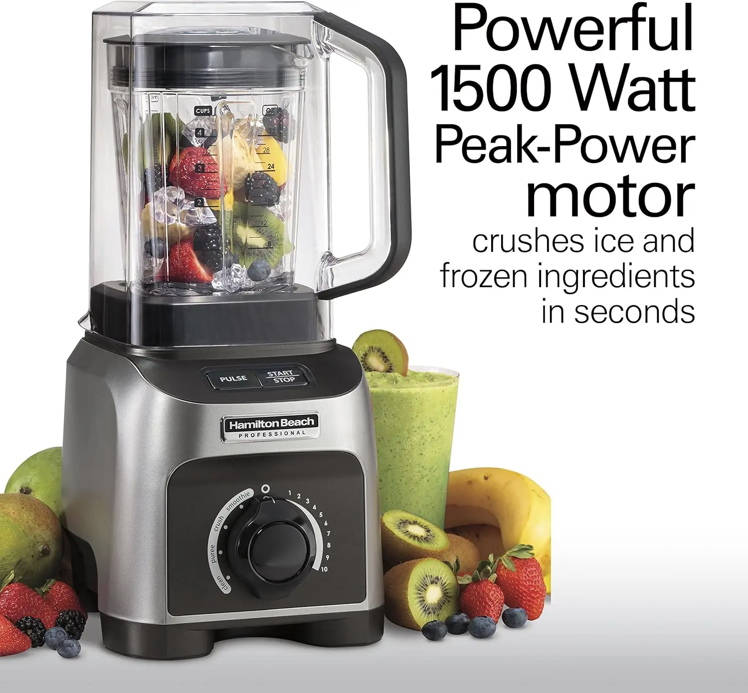 Beach Professional Quiet Shield Blender, 1500W, 32oz BPA Free Jar, 4 Programs & Variable Speed Dial for Puree, Ice Crush, Shakes 4