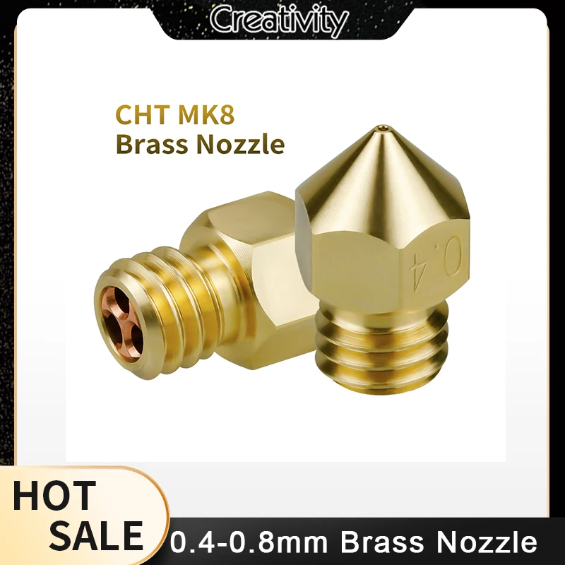 MK8 CHT Nozzle High Flow Brass Nozzles 0.4mm 0.6mm 0.8mm For 1.75mm CR10 CR10S KP5L Ender 3 3D Printer Accessories 1 2 3pcs mk8 nozzle cht high flow 0 2 0 3 0 4 0 6 0 8 1 0 1 2 mm nozzle brass for cr10 cr10s kp5l ender 3 3d printer parts