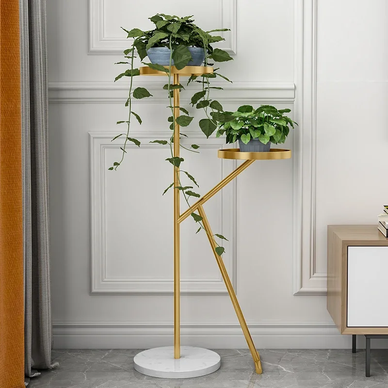 

Nordic Iron Plant Stand Creative K Type Double-Layer Flowerpot Stand Stable Bearing Indoor Gardening Rack Home Decor