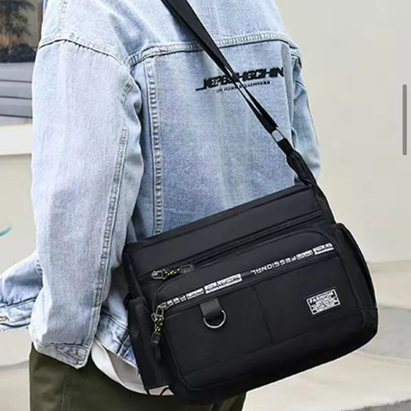 Men's Cross-Body Bag with Multi-Layered Pockets, Adjustable Shoulder Strap, Business Single-Shoulder Bag