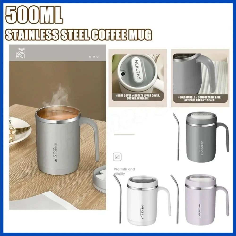 Stainless Steel Thermal Mug with Lid and Straw 500...